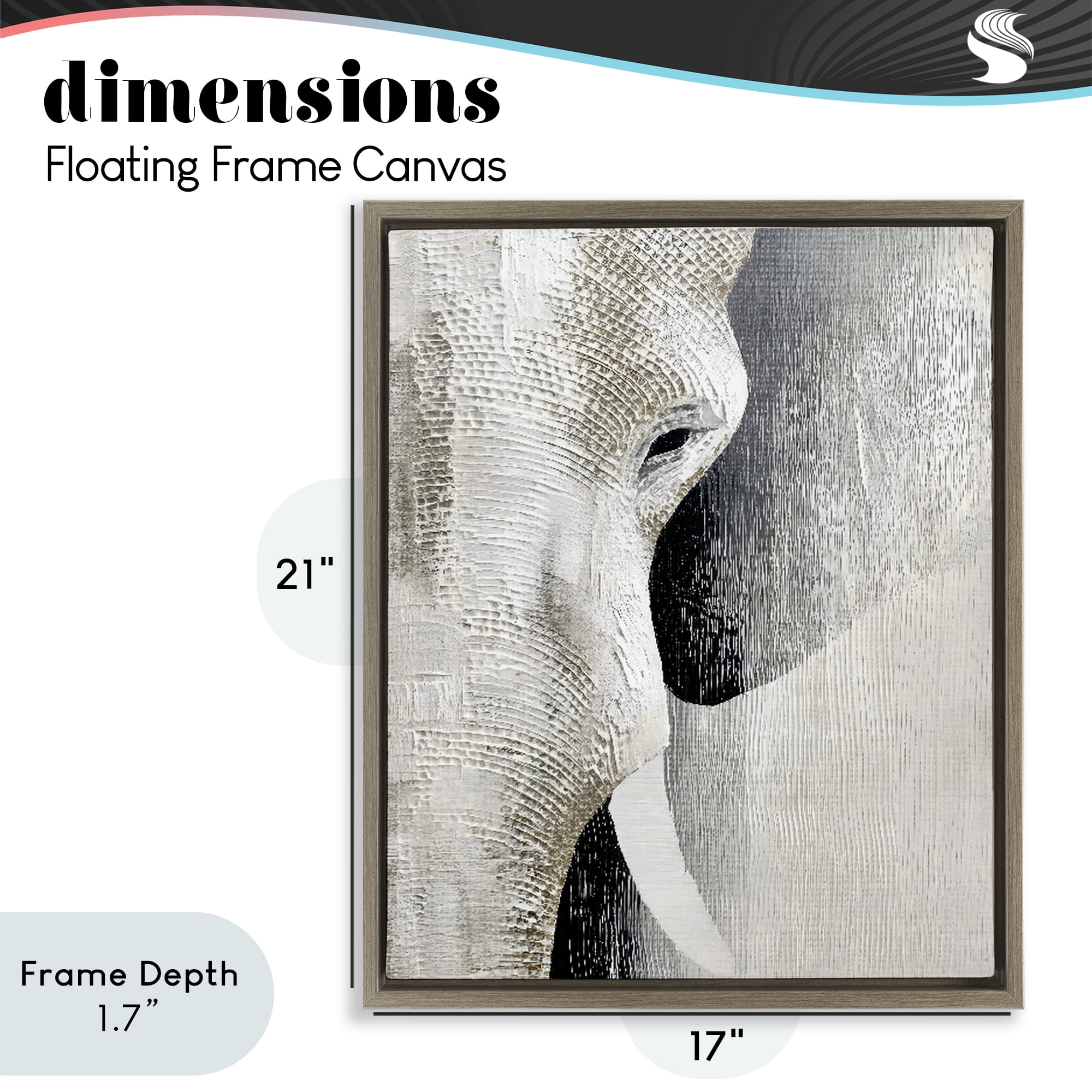 Stupell Industries Faux Textured Elephant Brown Framed Floater Canvas Wall Art, design by LSR Design Studio