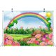 thumbnail image 3 of Fondo de tela con arcoíris y sol, encantador jardín de flores con dibujos de arcoíris, fondo de fotografía primaveral para decoración de fiestas, cumpleaños, baby shower, sesión de fotos, accesorios, 3 of 3