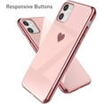 thumbnail image 2 of Case for iPhone12 iPhone12 Pro 6.1 Inch, Soft Silicone TPU Slim Case Electroplated Heart Phone Case Simple Luxury Shockproof Protective Case -Pink Heart, 2 of 15