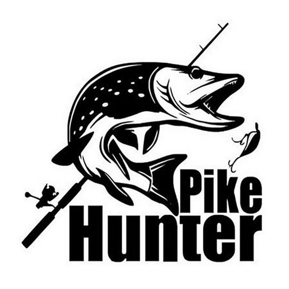 Trayknick Pike Hunter Fishing Hood Tailgate Side Window Decal Car Truck Sticker Decoration