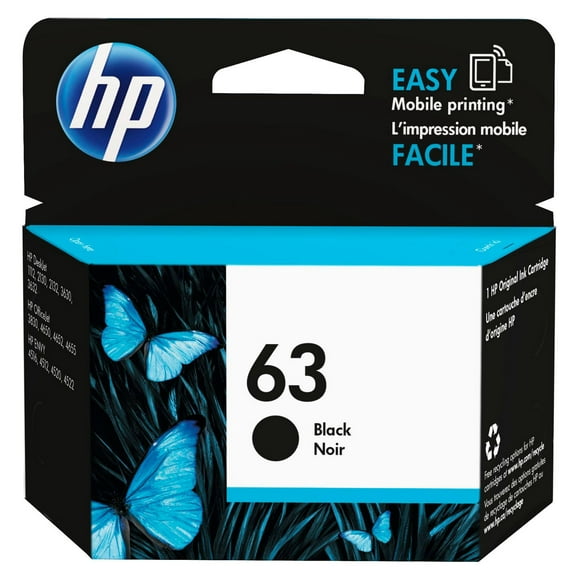 HP 63 Black Original Ink Cartridge (F6U62AN), Black