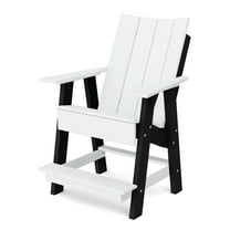 Wildridge Contemporary High Adirondack Chair, White and Black - All-Weather Recycled Plastic Furniture for Patio, Deck, Lawn