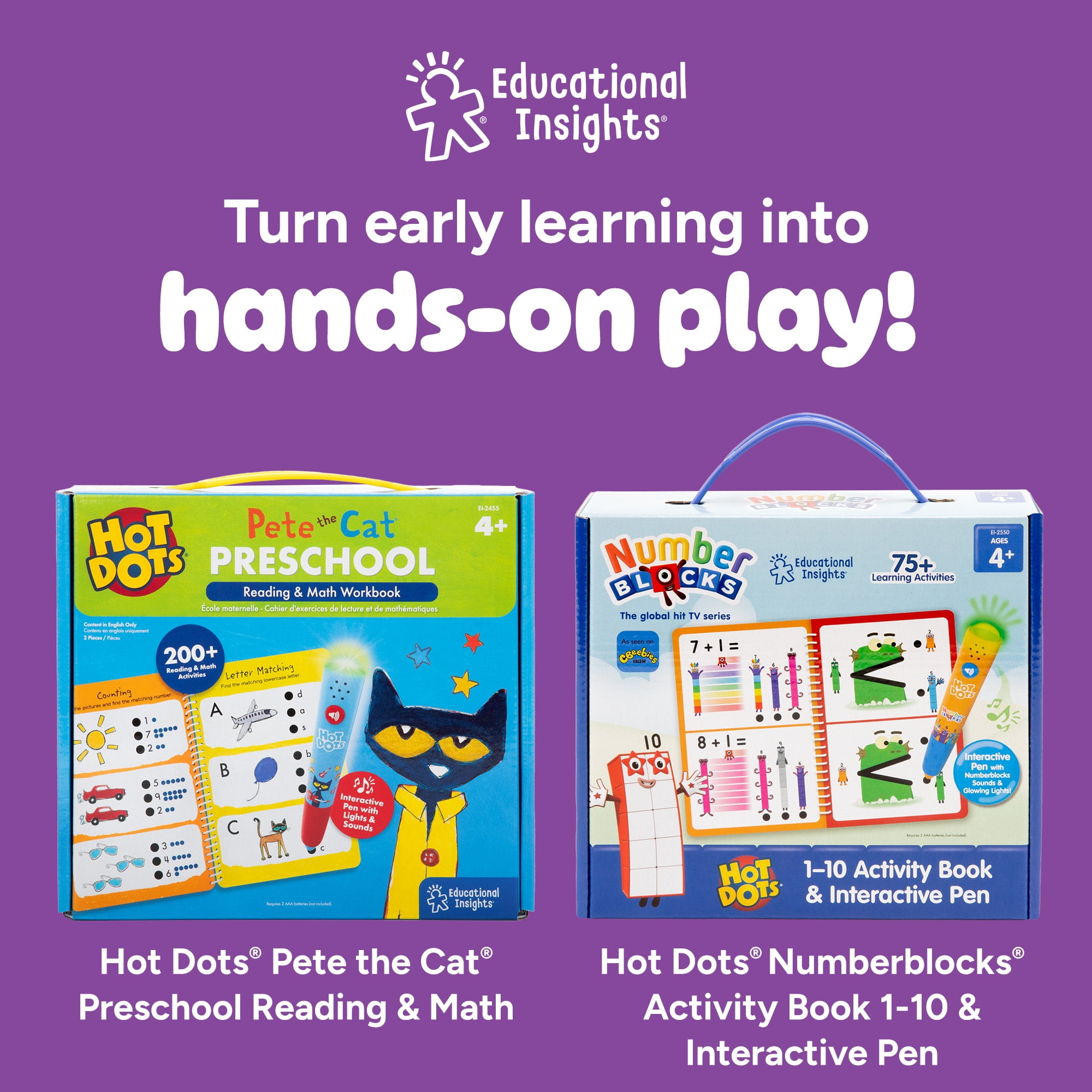 Educational Insights Hot Dots Preschool Reading Set, Interactive Toddler Workbooks, Ages 4+