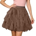 thumbnail image 2 of Tulle Skirts for Women Elastic Waist Ruffled Mesh Puffy Ballet Tutu Skirts 50s Carnival Party Mini Skirt, 2 of 5