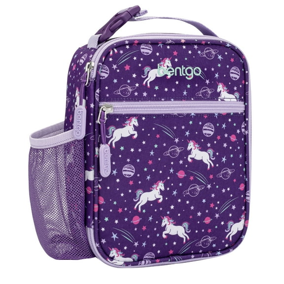 Bentgo Kids Insulated Lunch Tote - Water-Resistant, Reusable, Lightweight & Durable Lunch Bag with Water Bottle Holder & Mesh Pocket, Fits Lunch Box & Water Bottle - Ideal for Ages 3 (Unicorn)