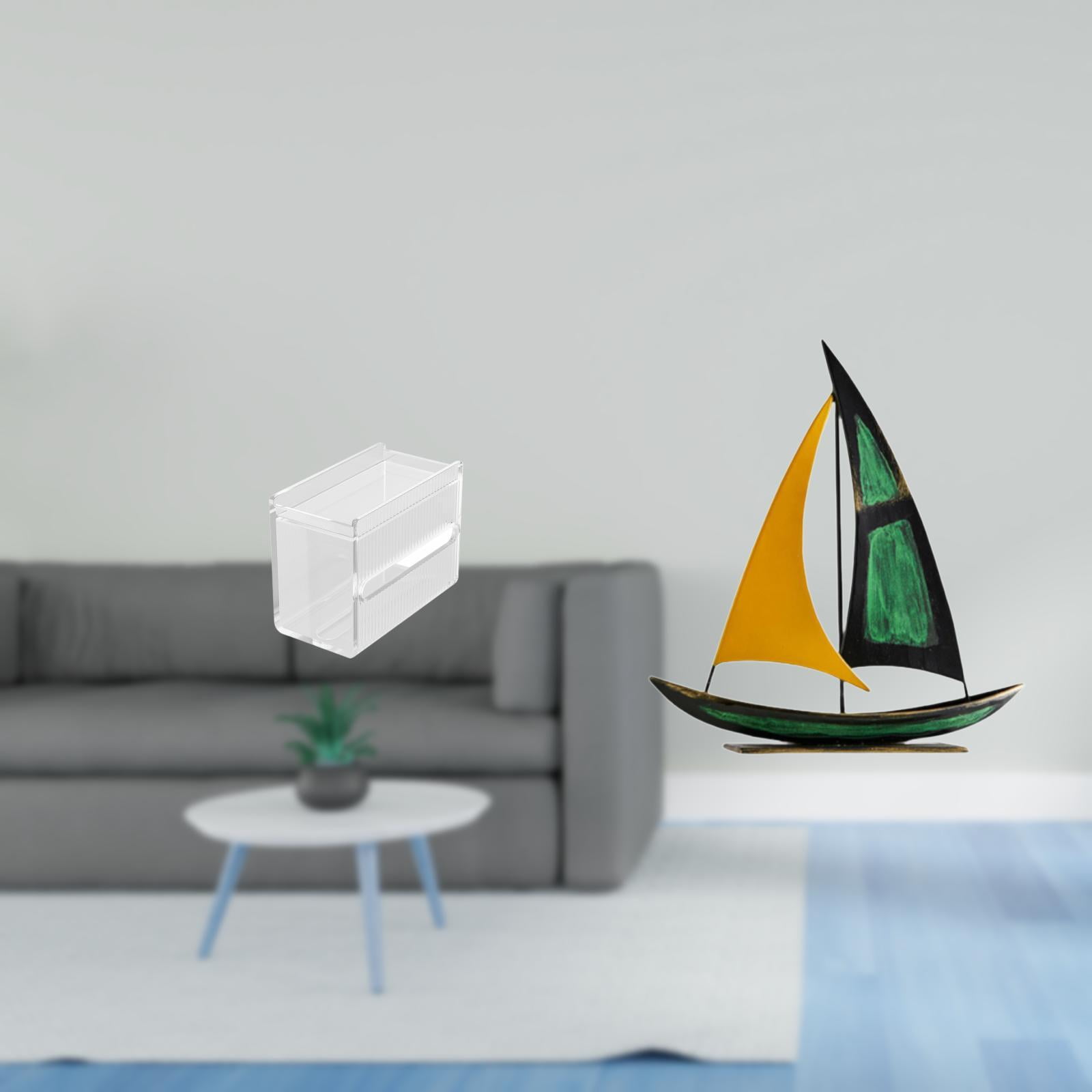 Fiocias Tissue Case Wall Mounted Toilet Paper Storage Box Acrylic Toilet Tissue Towel Holder Iron Sailboat Figurine Minimalist Modern Design Suitable for Offi