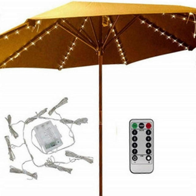 Umbrella String Lights, Umbrella Lighting LED Strip Lights with Remote Control, Rechargeable Battery, 104 LEDs, for Umbrella Tent Decoration