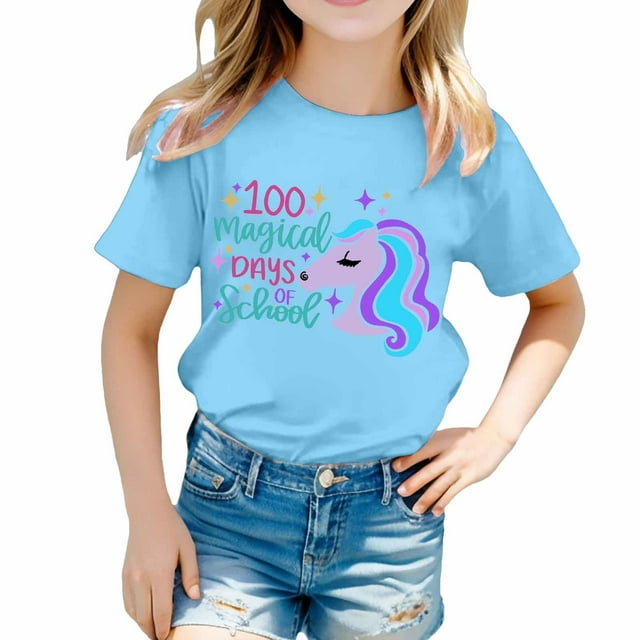 TZEWGL Chemise Mignonne pour Fille Garçon Imprimé Col Rond Manches Courtes Ample pour Bébés Taille 3-4T