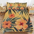 thumbnail image 6 of 3 Pcs Soft Bedding Set, Includes 1 Duvet Cover with Zipper And 2 Pillow,Shams Hawaiian Hibiscus Garden Orange Flowers Queen(90"×90"), 6 of 8