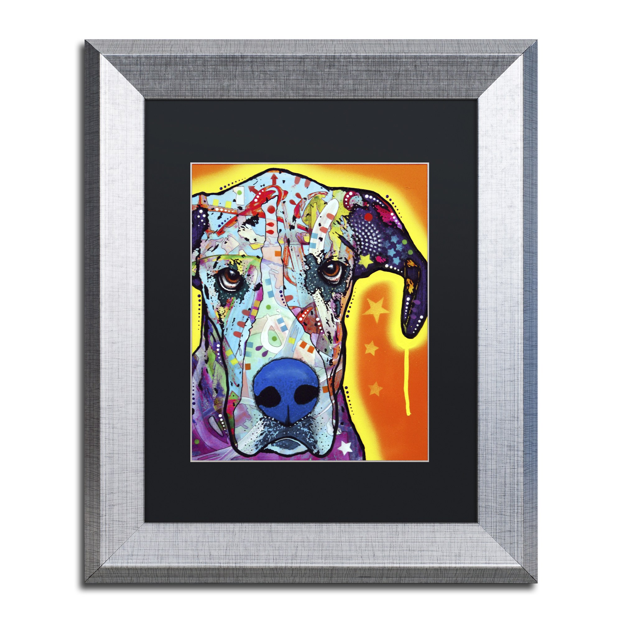 Trademark Fine Art "Great Dane" Canvas Art by Dean Russo, Black Matte, Silver Frame