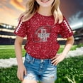 thumbnail image 2 of OOOUM Toddler Girls Short Sleeve T-Shirt Regular Crewneck Glitter Print Tops Modest Fashionable Summer Tees Red 3-4 Years, 2 of 4