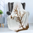 thumbnail image 4 of Owl Soft Flannel Fleece Throw Blanket, Cross-eyed Owl on Autumn Tree Branch Solitary Nocturnal Bird Print, Cozy Plush for Indoor and Outdoor Use, 50" x 60", Chocolate Baby Blue, by Ambesonne, 4 of 5
