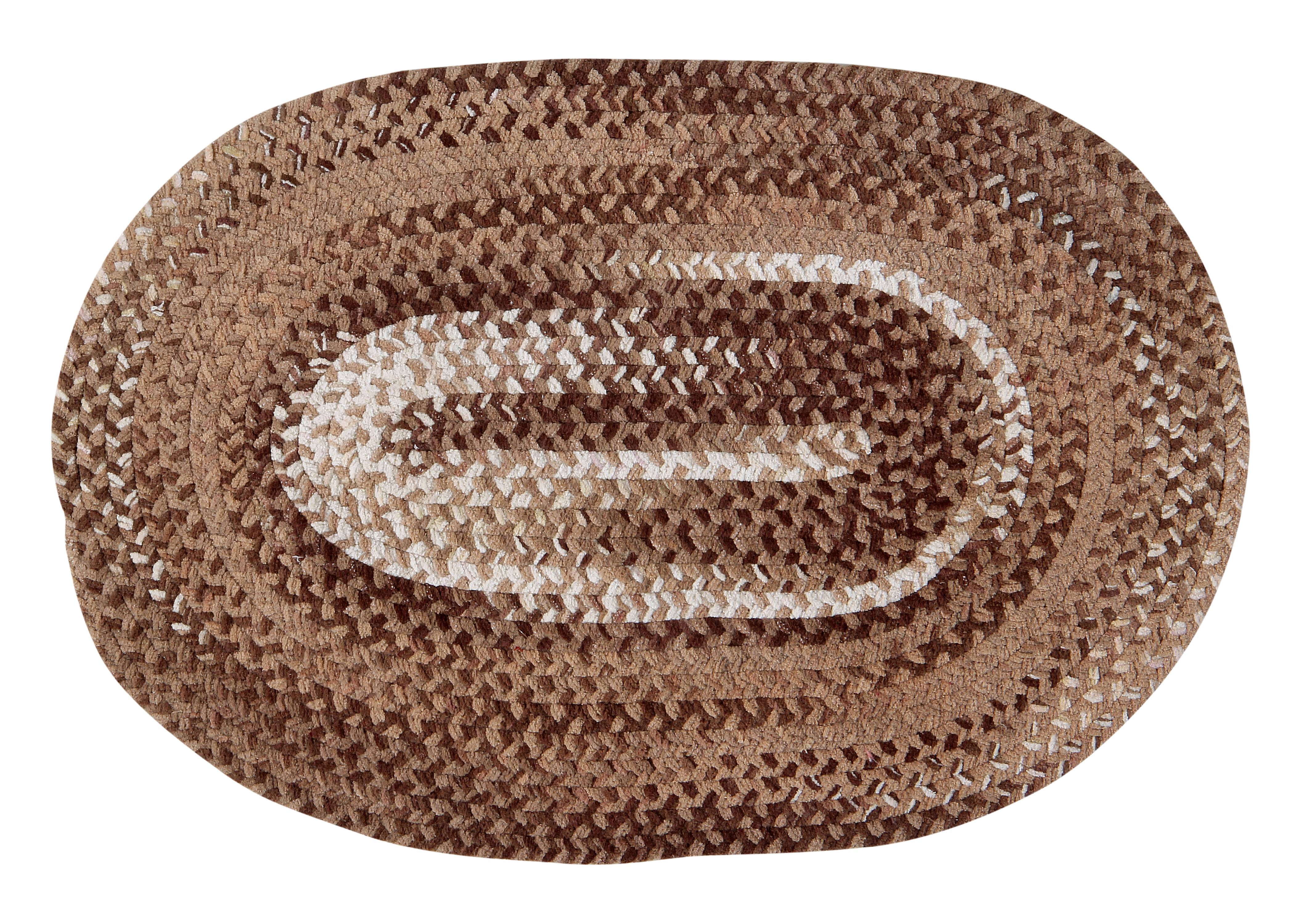 Better Trends Oval Braided Rug 8' x 10' 100% Cotton Rug for Indoor Use, Area Rug for Bedroom Ombre Chenille Collection - (Brown)