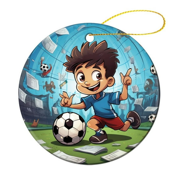Cute Soccer Player Sport Ceramics Ornaments Personalized Boy Soccer Player Gift Christmas Tree Ornaments Funny Commemorative Ornaments & Gift Gifts for Women Men On Christmas