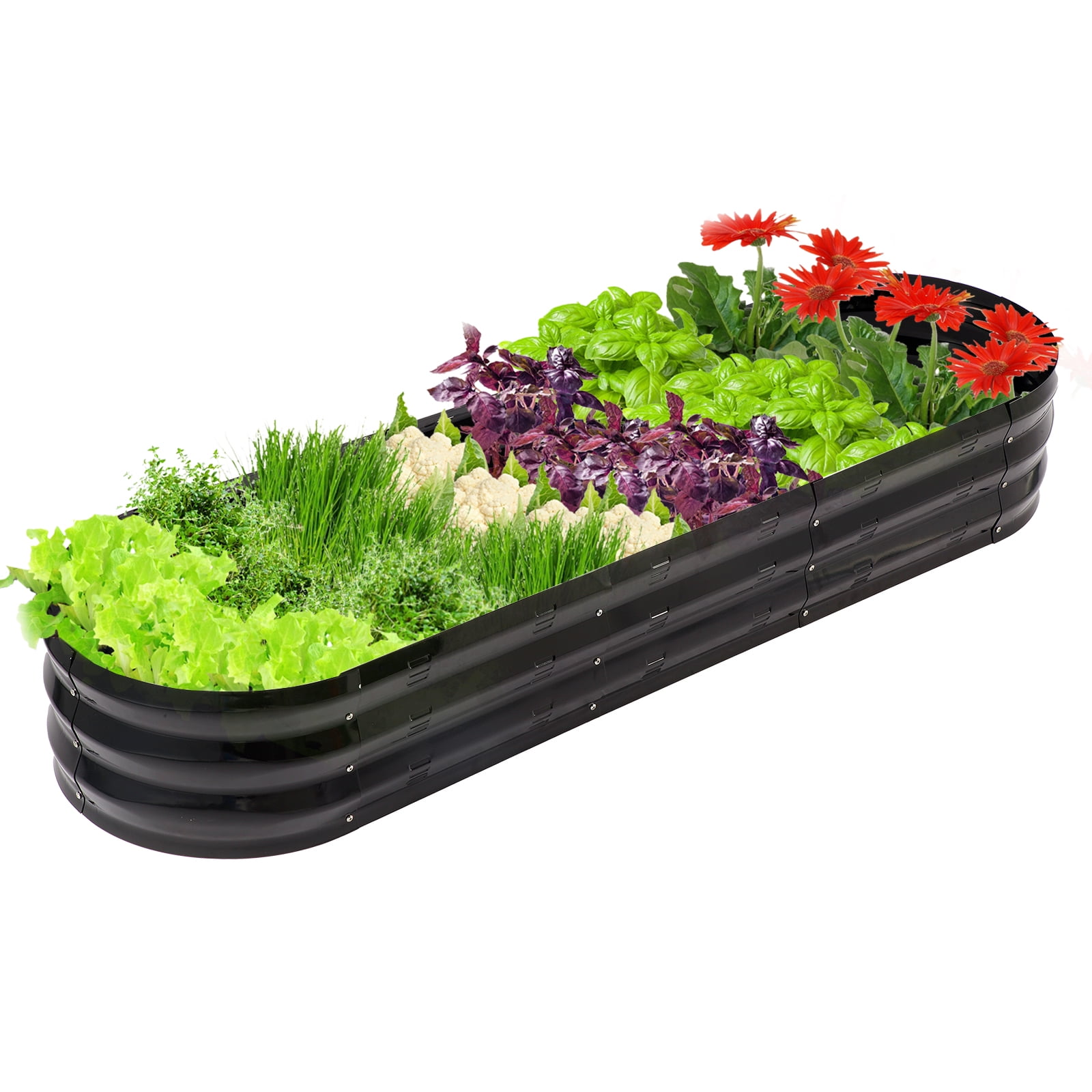 Raised Garden Bed Galvanized Metal Planter Box, 67"D x 20"W x10"H, 7 cu. ft. Black