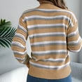 thumbnail image 5 of DDAPJ pyju Womens Striped Sweaters Crochet Knit Long Sleeve Cropped Tops Soft Knit Pullover Sweater Khaki XL, 5 of 9