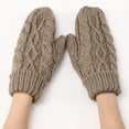 thumbnail image 6 of Women's Diamond Pattern Knit Mittens, Plush Lined Thermal Winter Gloves, Embossed Cable Knit Mittens, Thickened Cold Weather Gloves, All-Weather Protection Mittens Khaki, 6 of 6