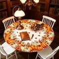 thumbnail image 6 of Fall Sunflower Round Tablecloth, Burnt Orange Pumpkin Thanksgiving Waterproof Table Cover for Kitchen Picnic Party Home Decor 47 In C, 6 of 6