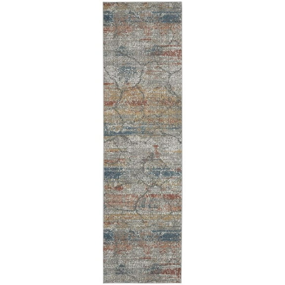 Nourison Rustic Textures 26" x 90" Fabric Indoor Rug in Multi-Color Painterly