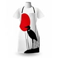 thumbnail image 3 of Silhouette Apron, Shade of a Heron Bird Sun and Reeds on Japanese Flag Inspire, Unisex Kitchen Bib with Adjustable Neck for Cooking Gardening, Adult Size, Charcoal Grey Vermilion, by Ambesonne, 3 of 4