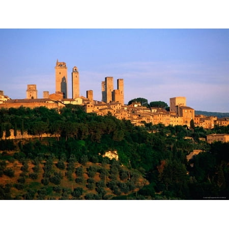 Trees and Buildings of Town at Sunrise, San Gimignano, Tuscany, Italy Print Wall Art By John Elk (Best Towns In Tuscany)