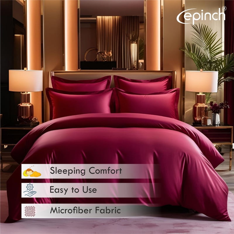 3 Sided Zipper Duvet Cover Set Easy to Use Home & Hotel Soft Microfiber 3 PCS 1-Duvet Cover & 2- Pillow Sham No Comfoter Queen_ 90 X 90 Inch