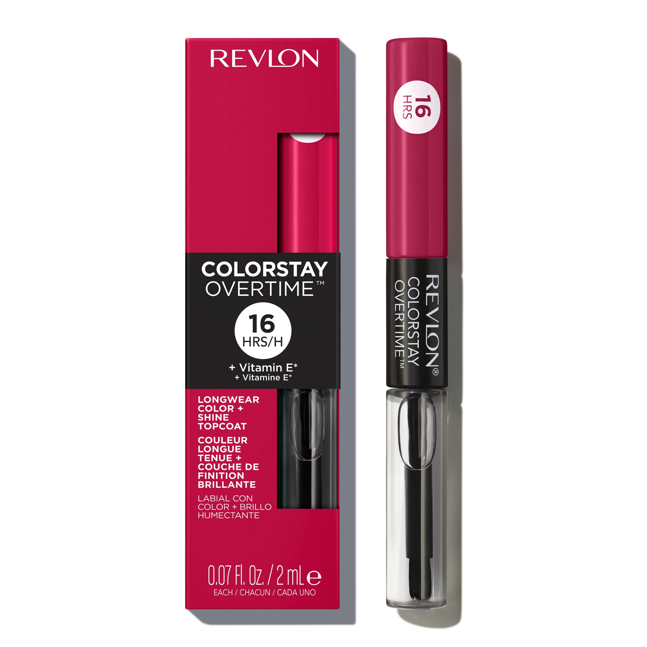 (3 pack) Revlon ColorStay Overtime Longwearing Gloss Lipstick with Vitamin E, 010 Non-Stop Cherry, 0.07 fl oz