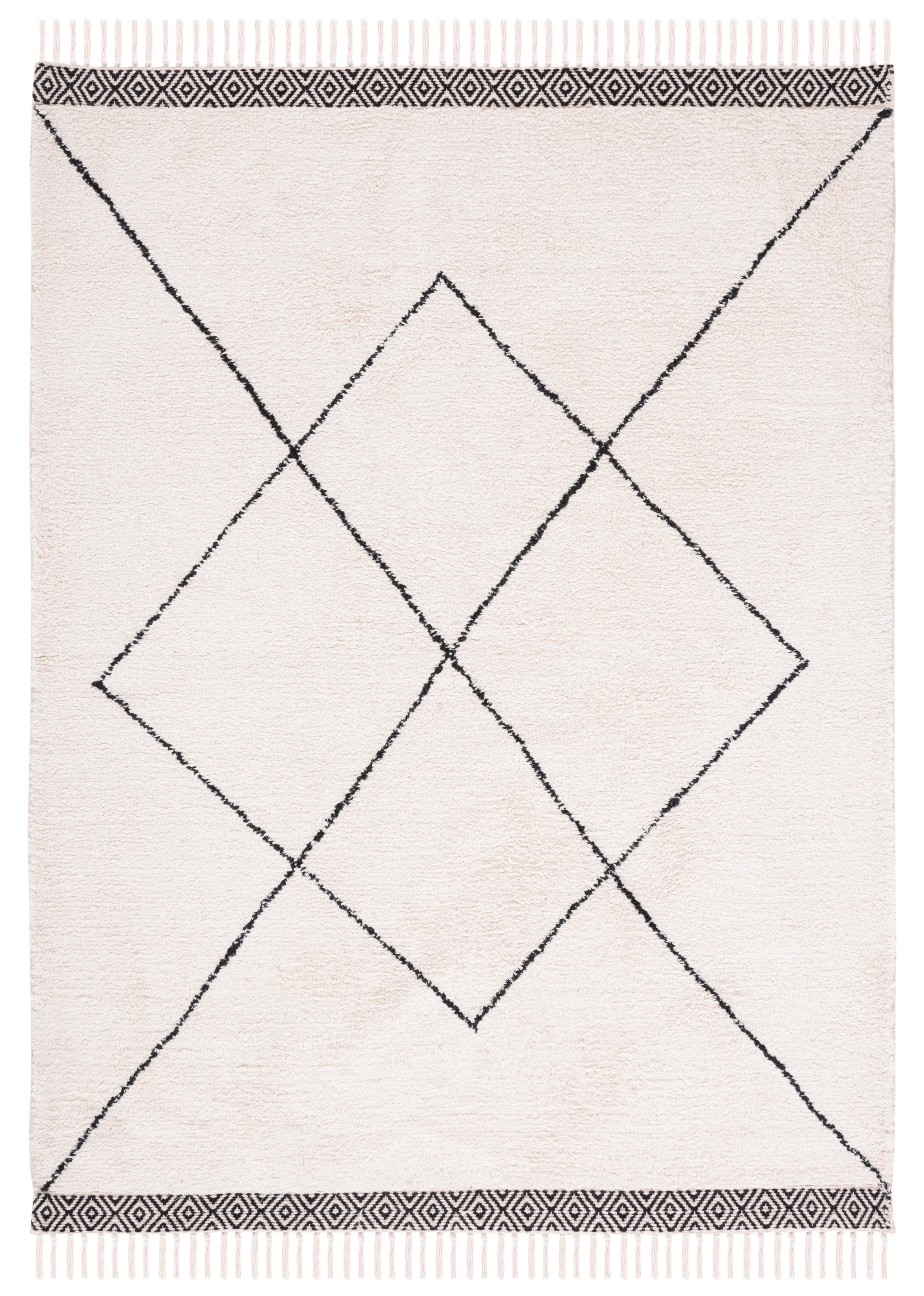 SAFAVIEH Easy Care Myrtle Cross Area Rug, 3' x 5', Ivory/Black