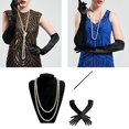 thumbnail image 4 of Conjunto de disfraz de Charleston estilo Flapper de los años 20, vestido elegante, collar, guantes, soporte de plástico, 4 of 5