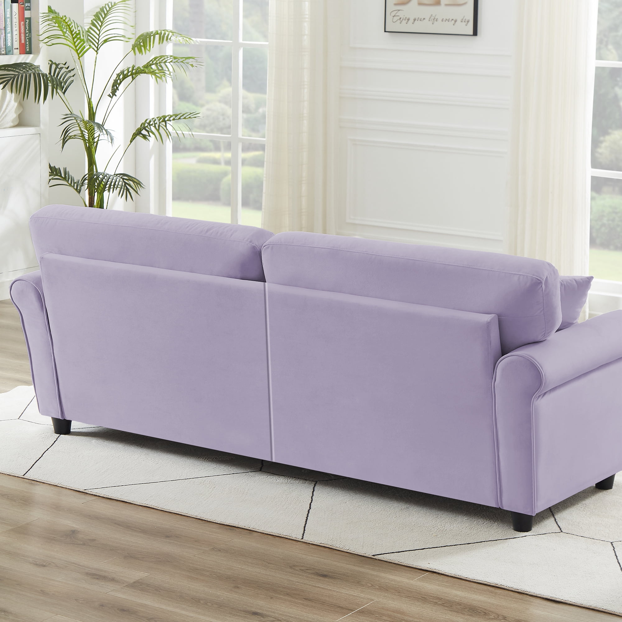 FREEHOMAE 83" Sofa Couch,Small Modern Loveseat,Love Seat with 2 Seater,Velvet Loveseat Sofa,Small Couch for Living Room,Bedroom,Office(Purple)