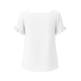 thumbnail image 6 of WRFWUL Womens Cotton Linen Tops Square Neck Short Sleeve Shirts Ruffle Trim Loose Fit Solid Color Blouses Summer Casual Vacation Clothing, 6 of 6