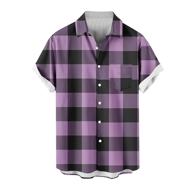 Mens Casual Manga Corta Botón Abajo Camisas, Cuello de Vuelta Impresión para el Verano, Al Aire Libre Y Desgaste Casual