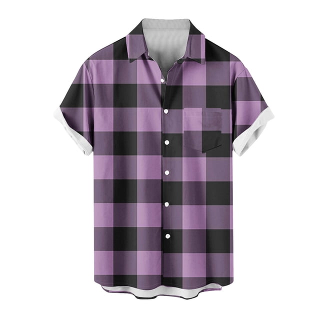 Mens Casual Manga Corta Botón Abajo Camisas, Cuello de Vuelta Impresión para el Verano, Al Aire Libre Y Desgaste Casual