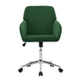 thumbnail image 3 of Newest Silver Base Swivel Chair, Velvet Ergonomic Office Chair with Memory Foam Cushion, Green, Adjustable, 3 of 9