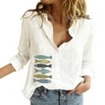 thumbnail image 2 of White Women Shirts, Fashion Women'S Loose Button Solid Lapel Long Sleeves T Shirt Blouse Tops,Women Shirts L, 2 of 5