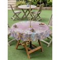 thumbnail image 4 of Outdoor Tablecloth with Umbrella Hole for Patio/Picnic/Party/Camping, Summer Beach Starfish Waterproof Table Cloth Round Cover Washable, Pink Coastal Ocean Conch Wood Grain (Dia 60"), 4 of 9