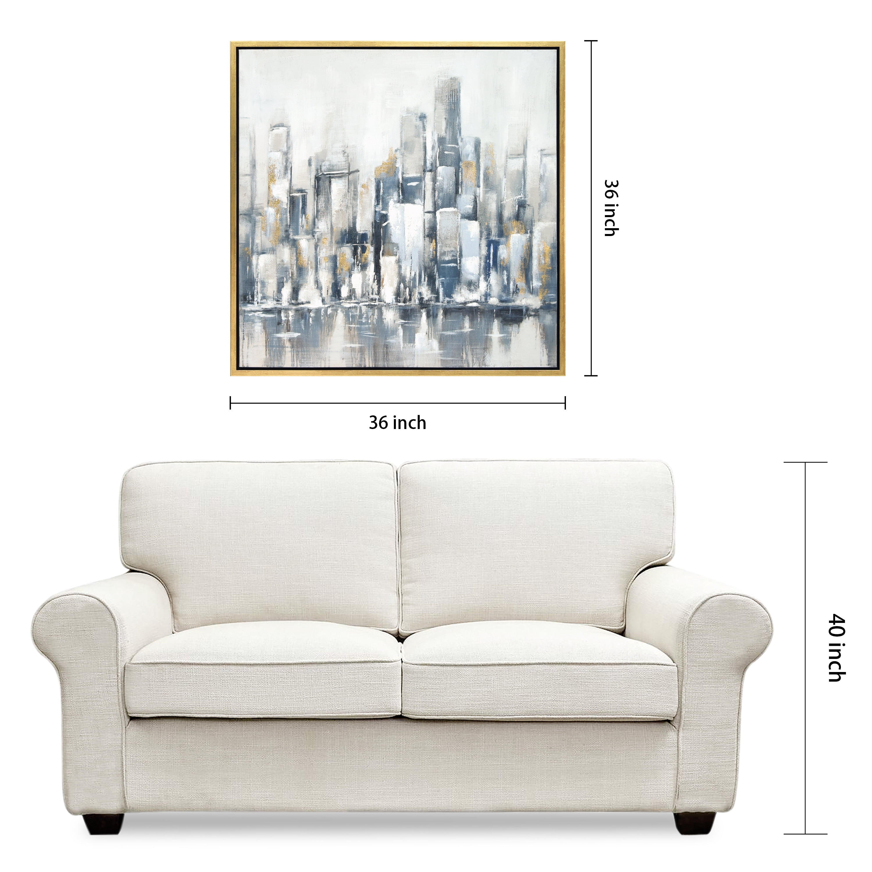 Empire Art Direct Winter Cityscape Textured Metallic Hand Painted Framed Wall Art, 36" x 36" x 1.5", Ready to hang