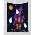 thumbnail image 1 of Ghost Tapestry, Dark Night Haunted House with Ghosts Halloween Design Illustration in Cartoon Style, Wall Hanging for Bedroom Living Room Dorm Decor, 60W X 80L Inches, Multicolor, by Ambesonne, 1 of 2