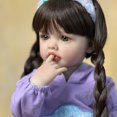 thumbnail image 3 of Muñeca Reborn 55 CM 22 Pulgadas BANYUO Silicona Suave Pelo Largo Marrón Princesa Niño Bebe, 3 of 3