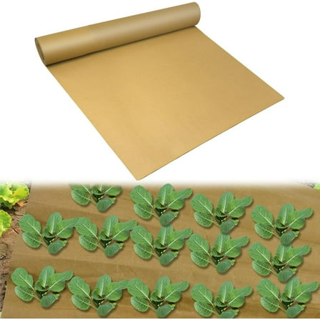 Weed Barrier, Heavy Duty Garden Paper Landscape Fabric Paper Garden Mulch Rolls Weed Barrier for Weeds, Paper Mulch Rolls Garden Paper for Outdoor Garden Lawn( 1.25 x 33 ft, Brown)