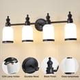thumbnail image 6 of Bathroom Vanity Light Over Mirror, 4 Light Matte Black Bathroom Light Fixtures with Frosted Milk Glass, Modern Vanity Lighting Wall Mount, 6 of 7
