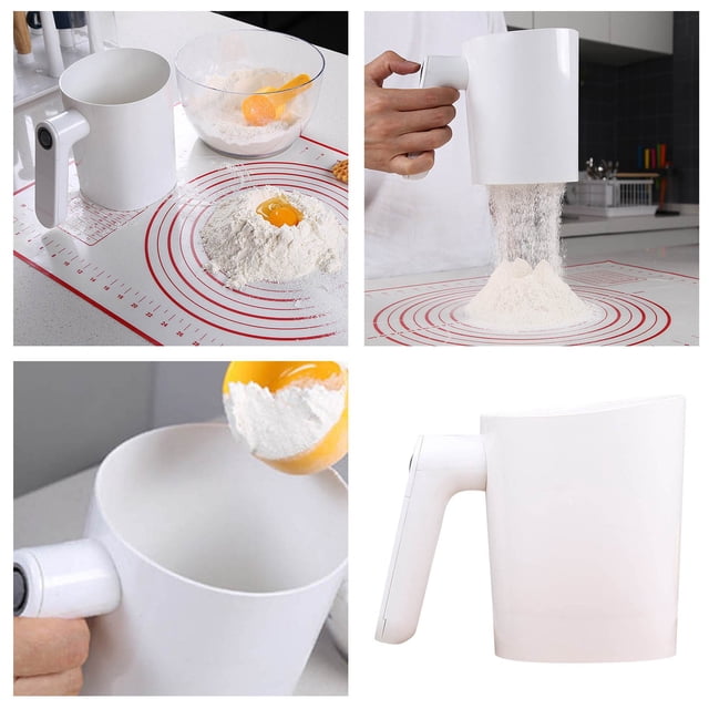 Boreal Craft Battery Operated Flour For Baking 4 Cup Capacity Washable Bowl Easy To Clean Fine Stainless Steel Mesh Sieve Ergonomical Handle Bakeware with Lids Baking Sheets for Oven Nonstick Ceramic