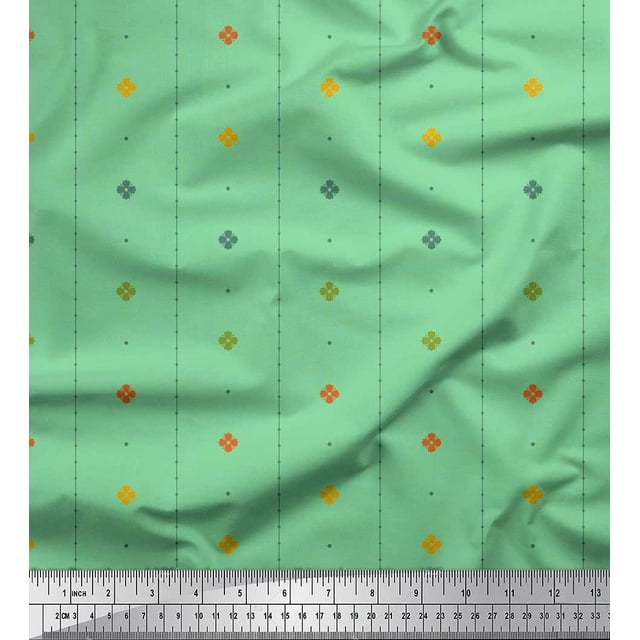 Soimoi Poly Georgette Fabric Stripe,Dot & Floral Artistic Print Fabric by the Yard 42 Inch Wide