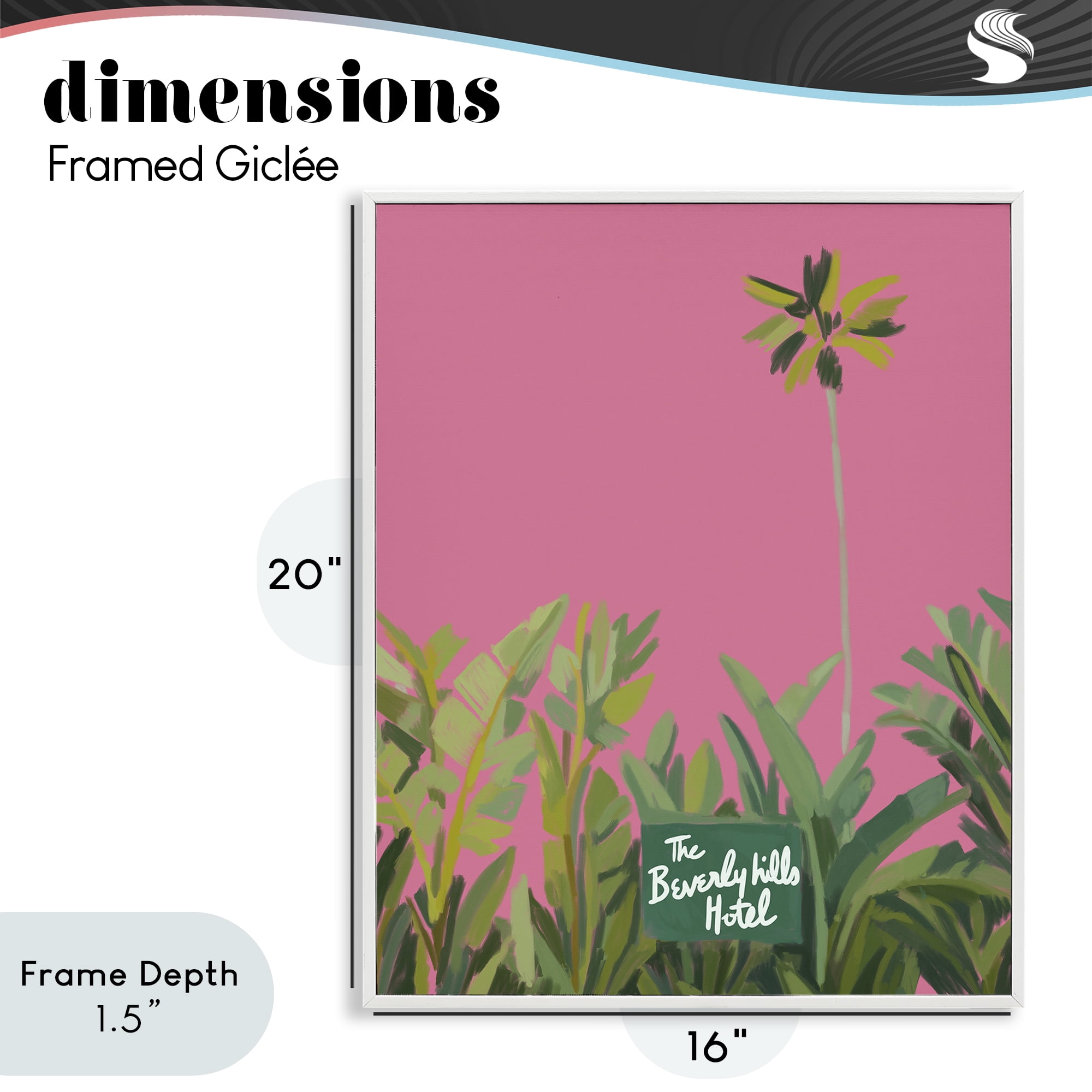 Stupell Industries Beverly Hills Pink & Green White Framed Giclee Art, design by Amelia Noyes