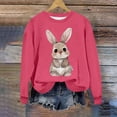 thumbnail image 2 of Penkiiy Chemises de Pâques pour Femmes 2024 Manches Longues Mignon Lapin Col Rond Chandail en Molleton Graphique Lapin Décontracté Été Blouse Tunique Hauts 2TG Rose Vif, 2 of 6