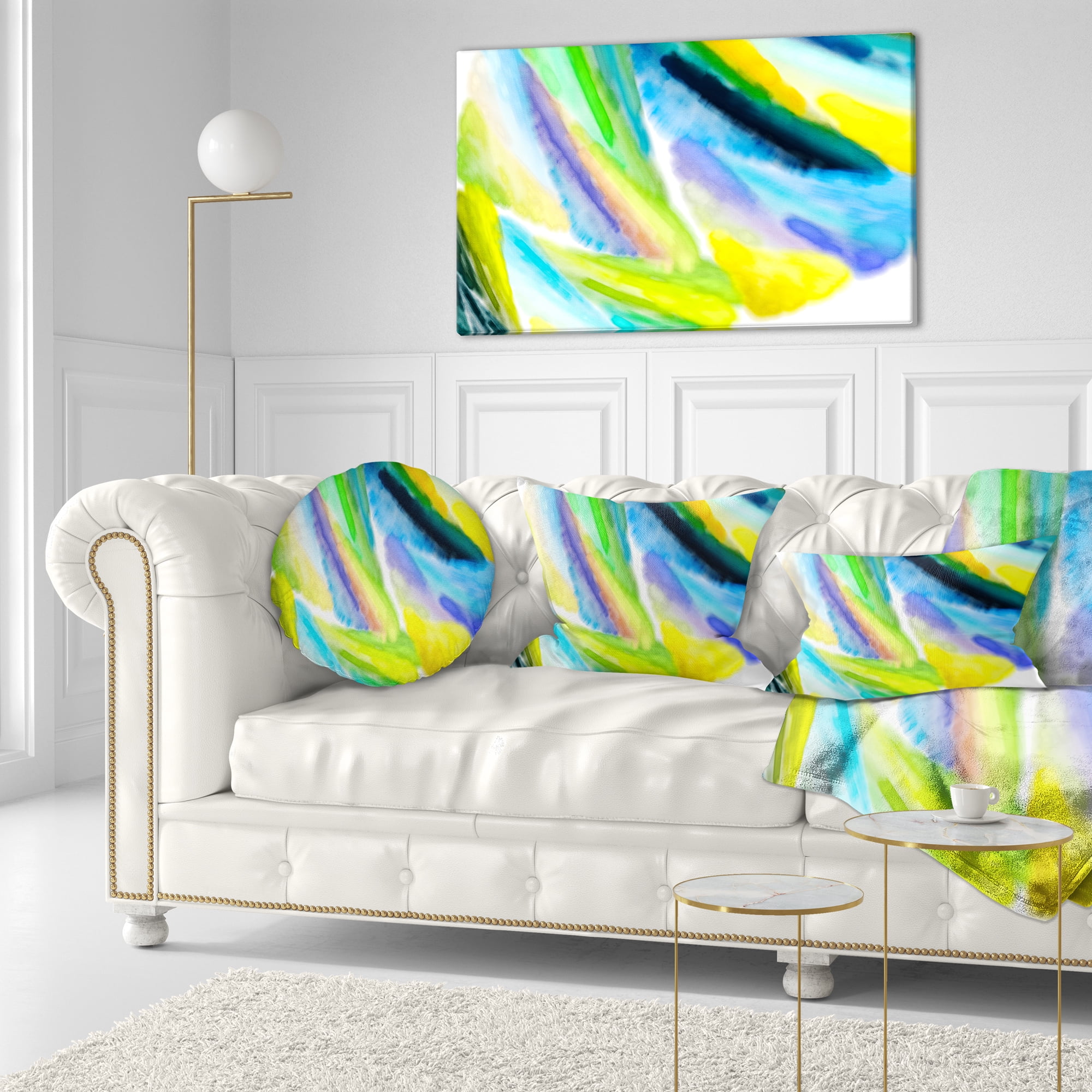 Designart Green Vibrant Brushstrokes - Abstract Throw Pillow - 12x20