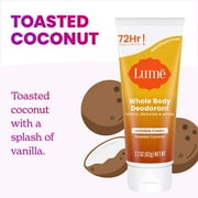 Lume Whole Body Women’s Deodorant - Invisible Cream - Aluminum Free - Toasted Coconut - 2.2oz Tube