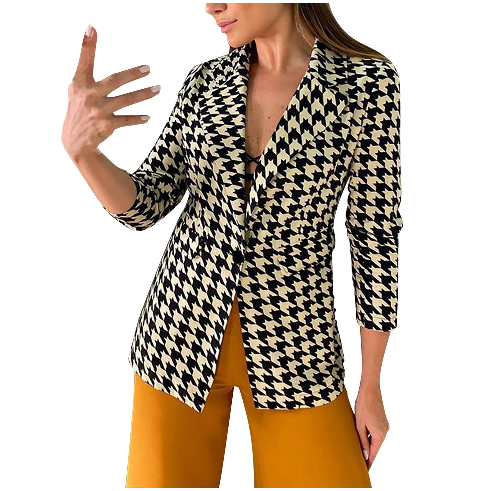 houndstooth dress coat