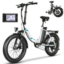 Elifine 20" 3.0 Fat Tire Electric Bike, 500W Foldable Electric Bicycle, 48V 10.4Ah Removable Battery, Max 19.8mph Commuter Ebike, LCD Meter Electric Bike for Adults White UL 2849 Certified