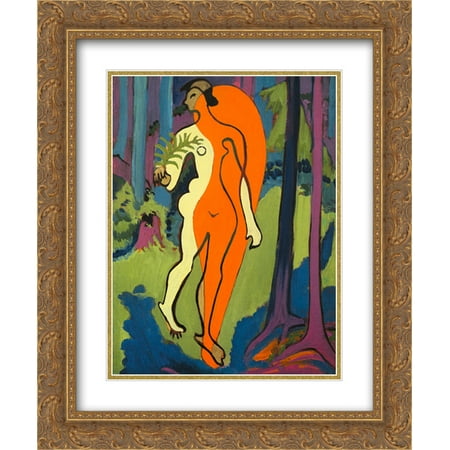 Ernst Ludwig Kirchner 2x Matted 20x24 Gold Ornate Framed Art Print 'Nude in Orange and